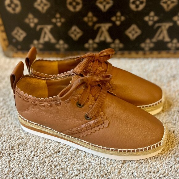 See By Chloe Shoes - See by Chloe Duncan Leather Espadrilles Sneakers Shoes, Brown